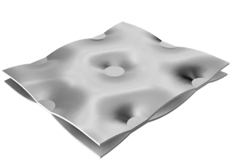Double embossed pillow plate cross-section diagram